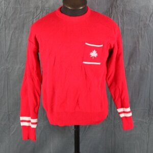 Vintage Sweater - 1970s Canada Ski Style Maple Leaf Pocket - Men's Medium